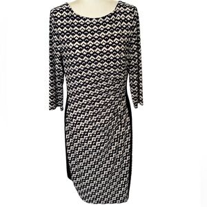 RALPH LAUREN Navy and White Geo Design Sheath Dress Size 14